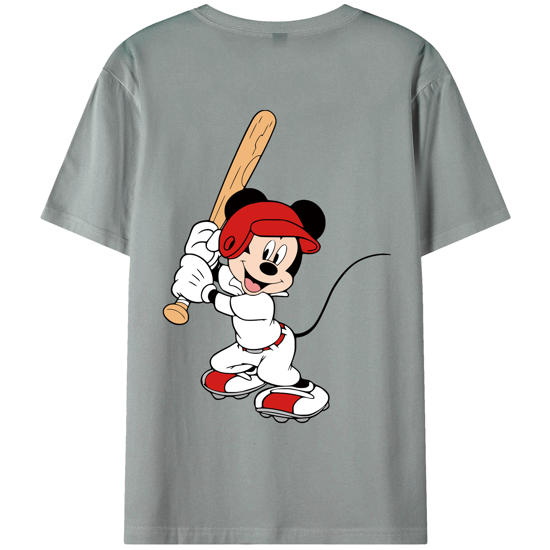 ミッキーマウス Mickey Mouse 綿100％ メンズ半袖Tシャツ（バックプリント） 通気性
